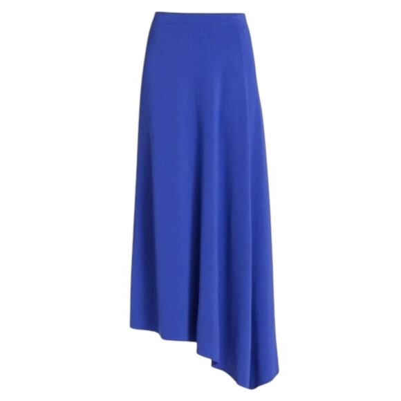 New $1298 LAFAYETTE 148 NY Asymmetric Crepe Godet Midi Skirt Tile Blue 3X Career - Picture 2 of 11